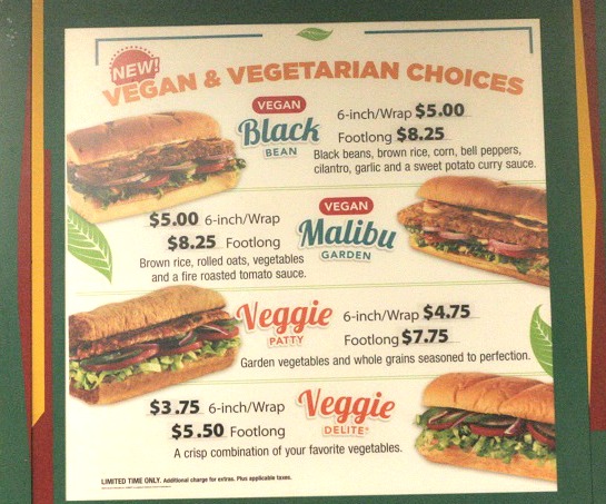 subway vegan menu